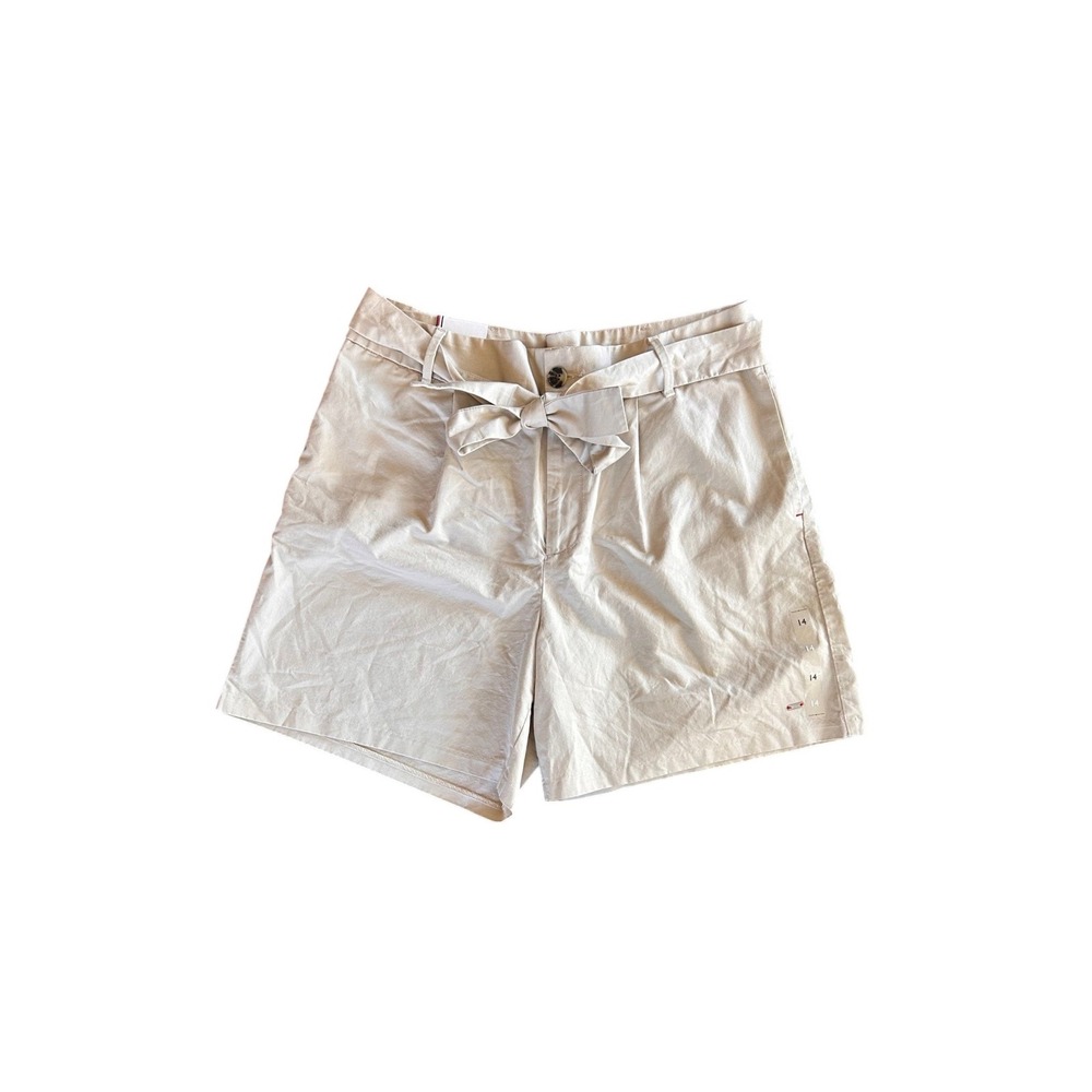 Tommy Hilfiger Womens Khaki Beige Cotton Belted Chino Shorts Size 14 NEW